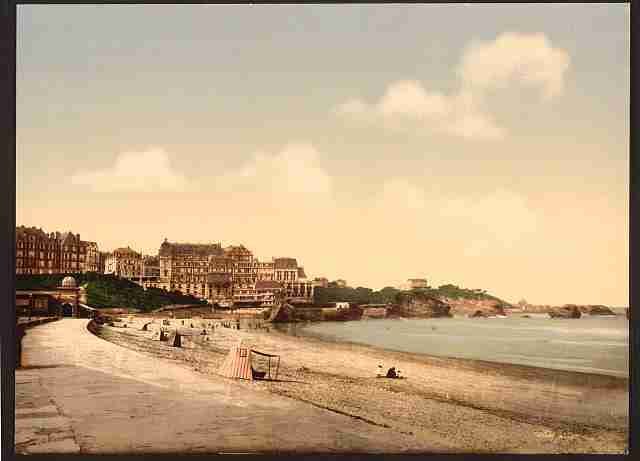 Vintage From the beach Biarritz Pyrenees A4 Photo Print