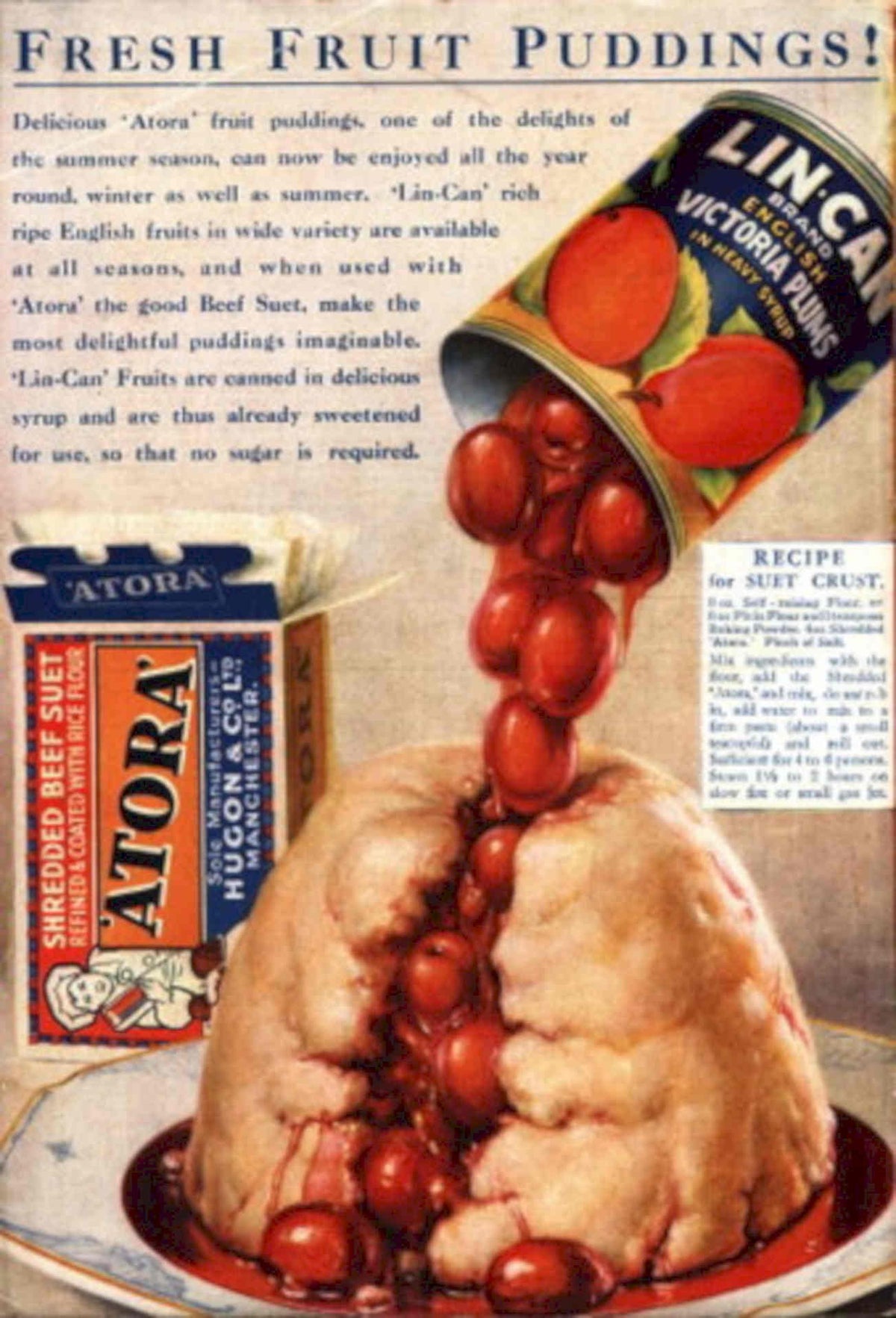 Vintage Fruit Puddings 1930s Vintage Retro Advert Poster