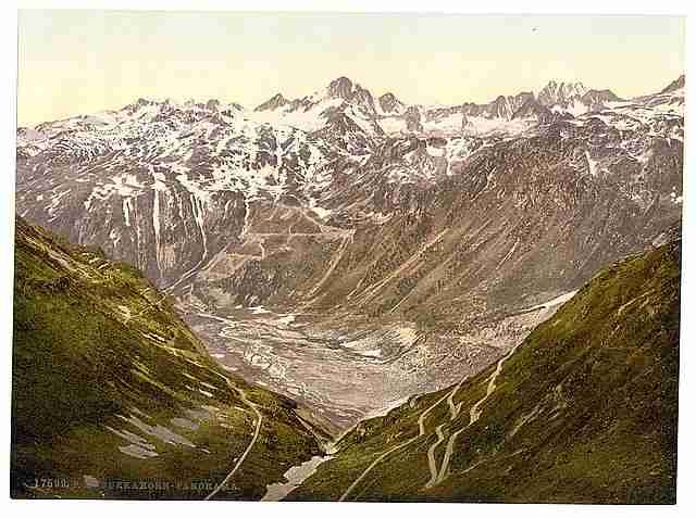Vintage Furka Pass general view Bernese Oberland A4 Photo Print