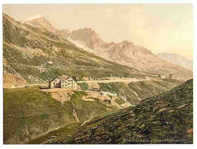 Vintage Furka Pass the hotel Bernese Oberland A4 Photo Print