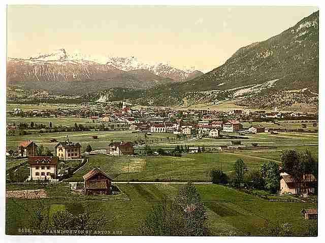 Vintage Garmisch general view Upper Bavaria A4 Photo Print