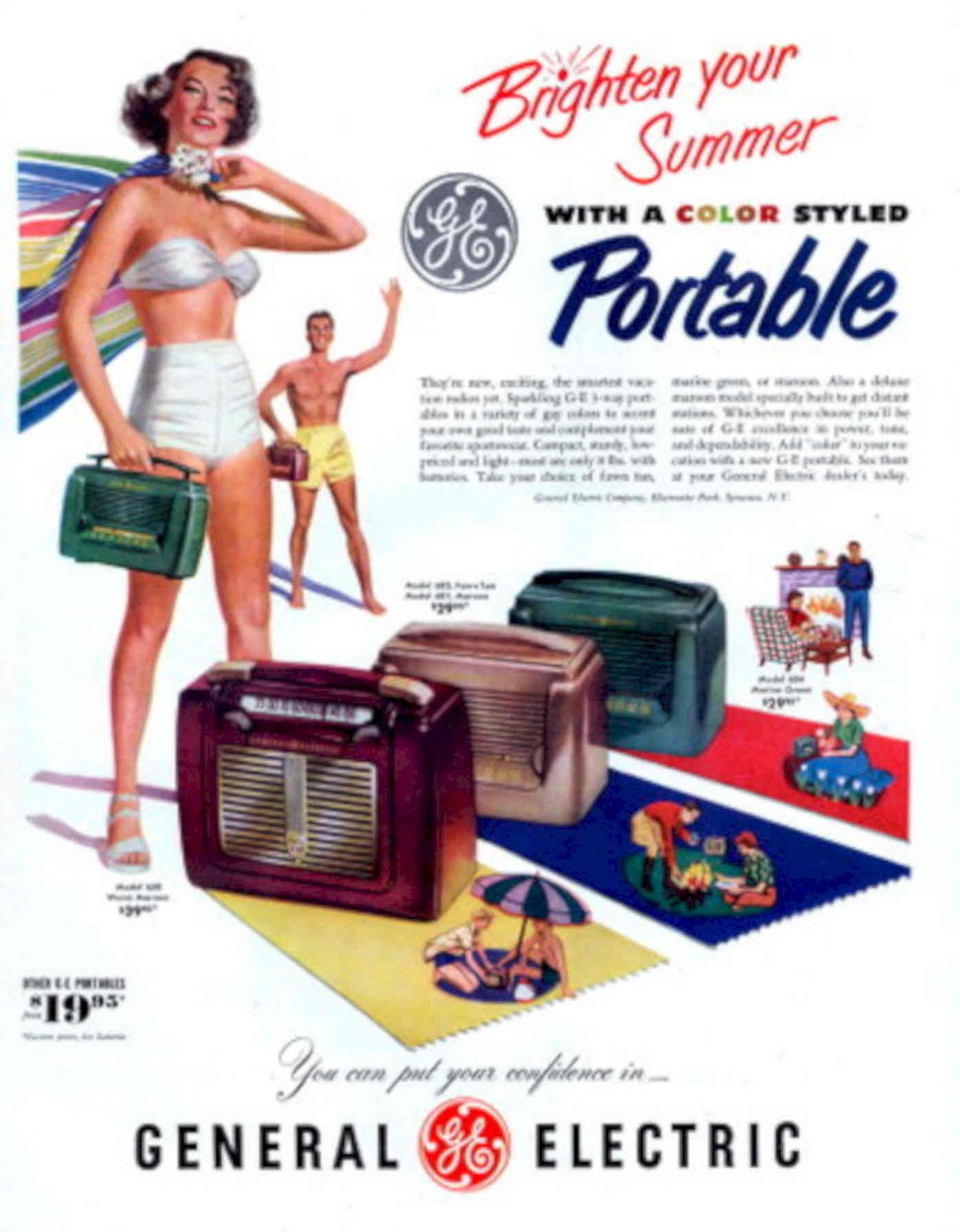 Vintage Ge Radio 1950s Vintage Retro Advert Poster