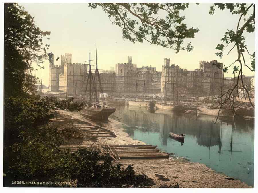 Vintage General View Carnarvon Castle Ie Caernarfon Wales A4 Photo Print