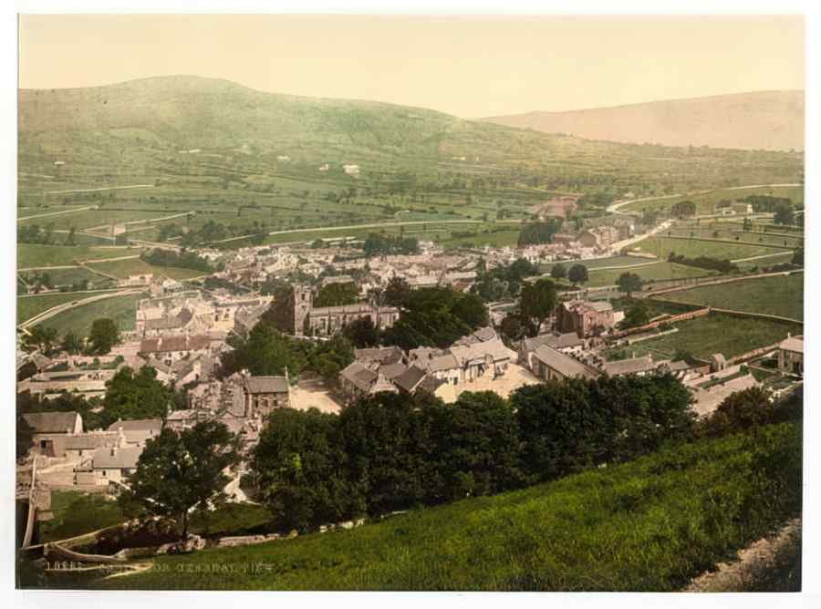 Vintage General View Castleton Derbyshire England A4 Photo Print