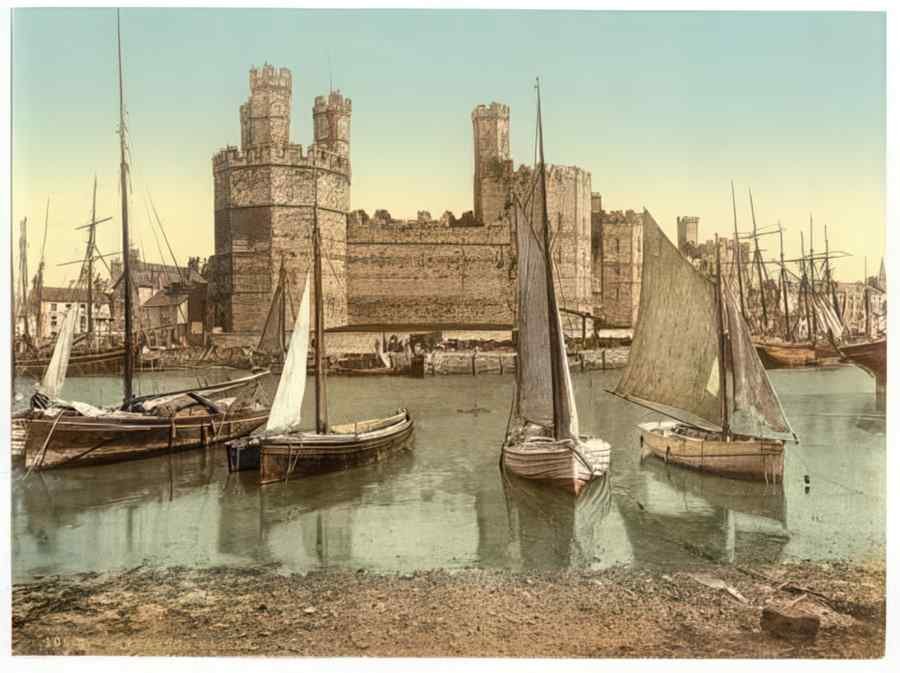 Vintage General View End Carnarvon Castle Ie Caernarfon Wales A4 Photo Print
