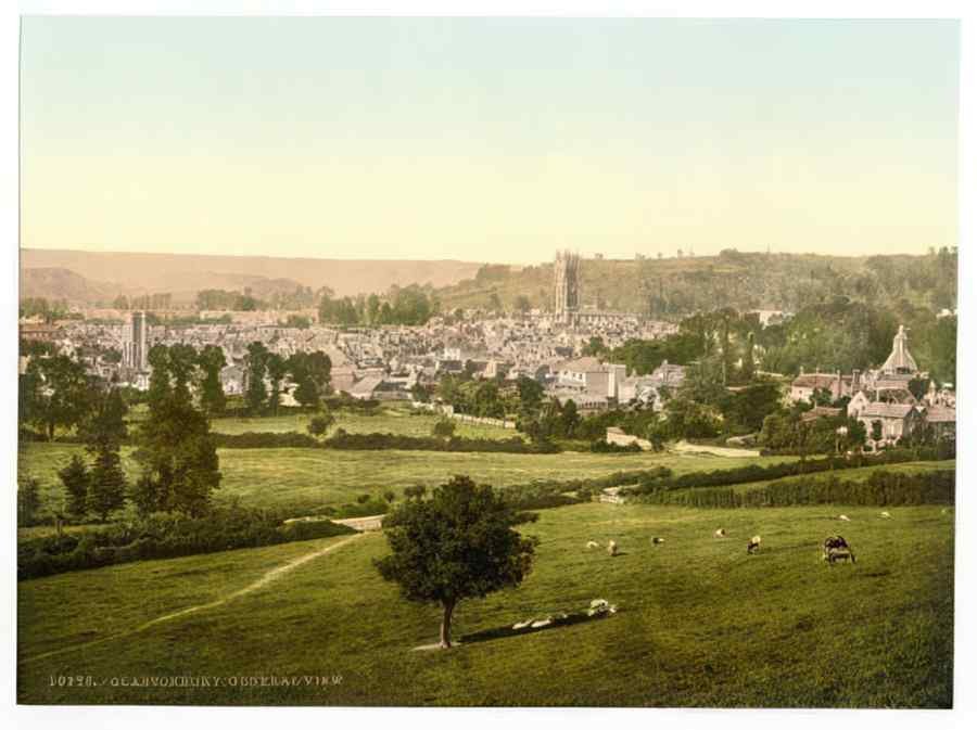 Vintage General View Glastonbury England A4 Photo Print