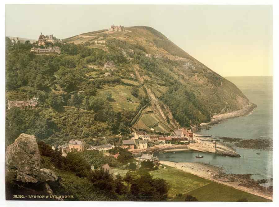 Vintage General View Lynton And Lynmouth England A4 Photo Print