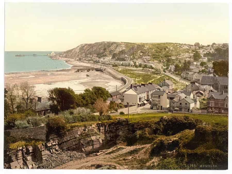 Vintage General View Mumbles Wales A4 Photo Print