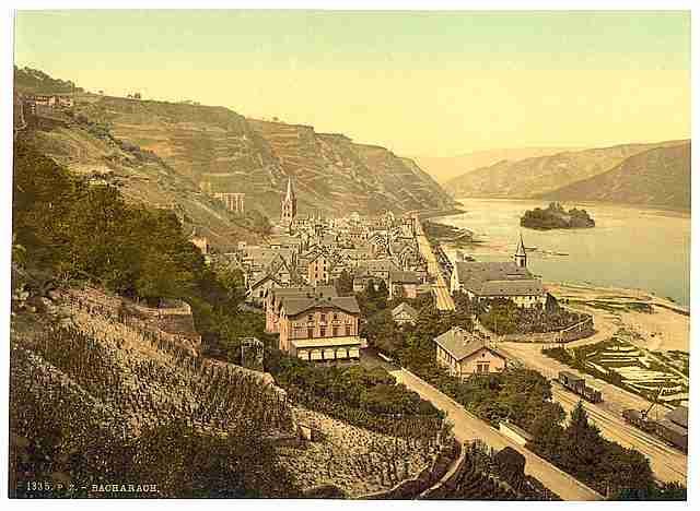 Vintage General view Bacharach the Rhine A4 Photo Print