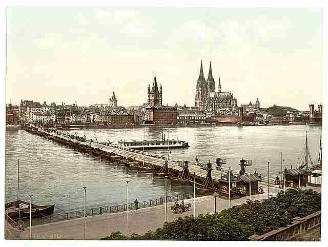Vintage General view Cologne the Rhine A4 Photo Print