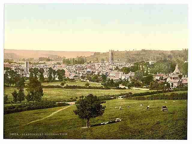 Vintage General view Glastonbury A4 Photo Print