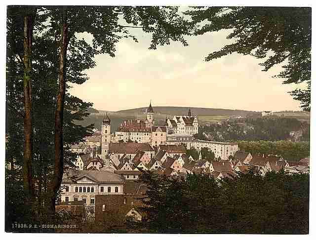 Vintage General view II Sigmarungen Hohenzollern A4 Photo Print