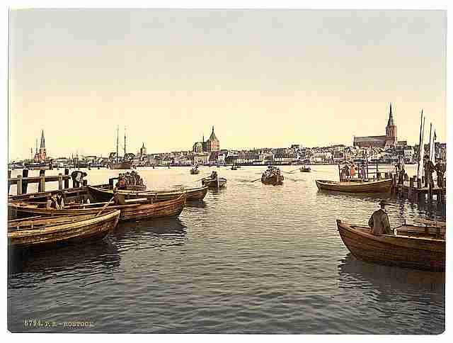 Vintage General view Rostock Mecklenburg Schwern A4 Photo Print