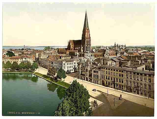 Vintage General view Schwerin Mecklenburg Schwerin A4 Photo Print