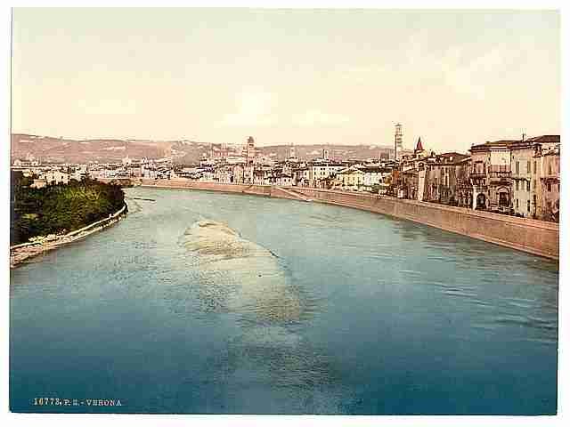 Vintage General view Verona A4 Photo Print