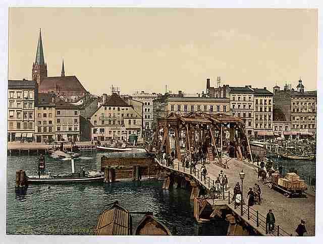 Vintage General view and Great Bridge Stettin A4 Photo Print