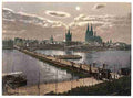 Vintage General view by moonlight Cologne the Rhine A4 Photo Print