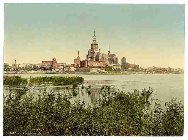 Vintage General view from station Stralsund Pommeraina A4 Photo Print