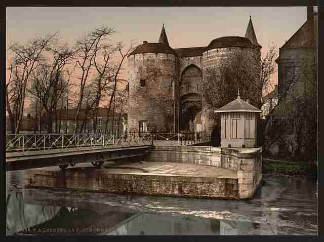 Vintage Ghent gate Bruges A4 Photo Print