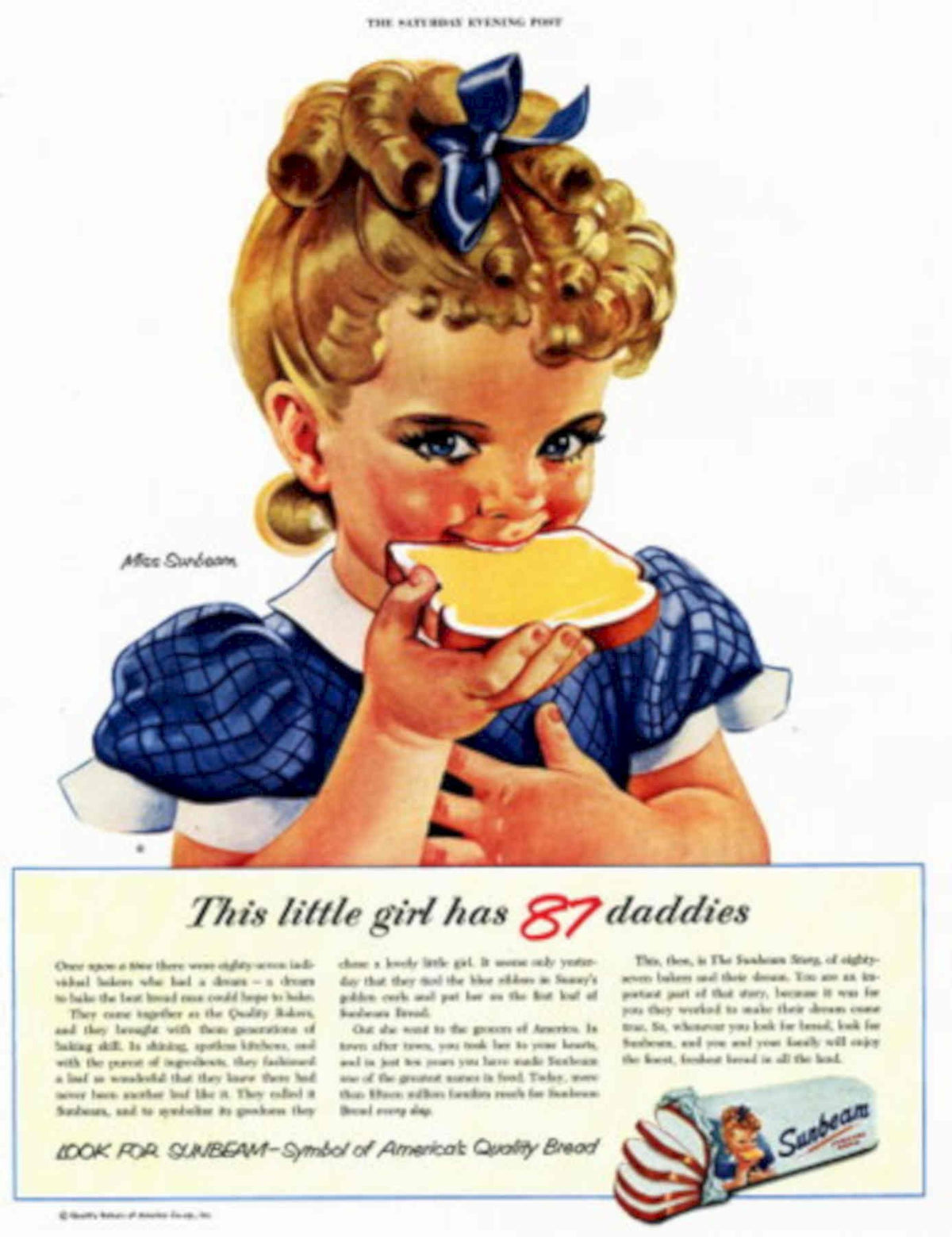 Vintage Girl Bread 1950s Vintage Retro Advert Poster