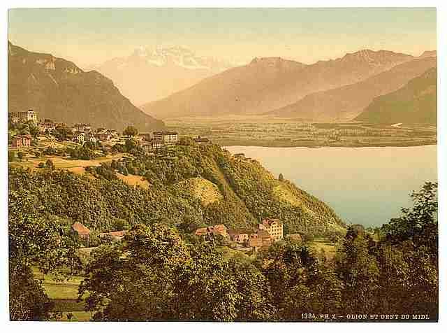 Vintage Glion and Dent du Midi Geneva Lake A4 Photo Print