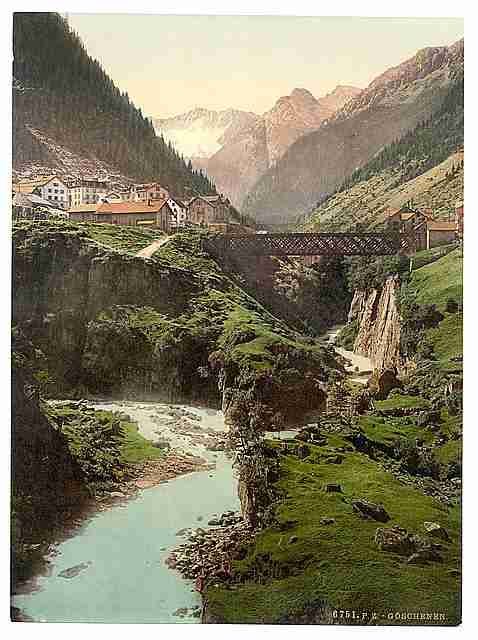 Vintage Goschenen St Gotthard Railway A4 Photo Print