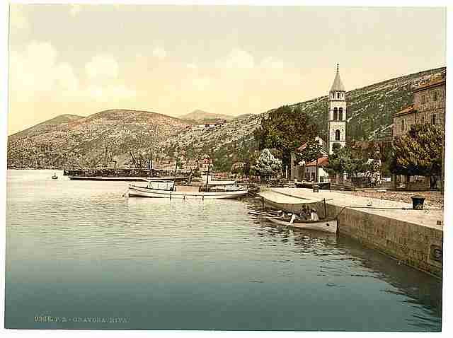 Vintage Gravosa water front Dalmatia A4 Photo Print