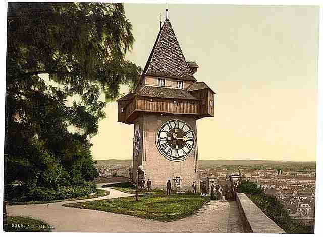 Vintage Graz the clock Styria A4 Photo Print