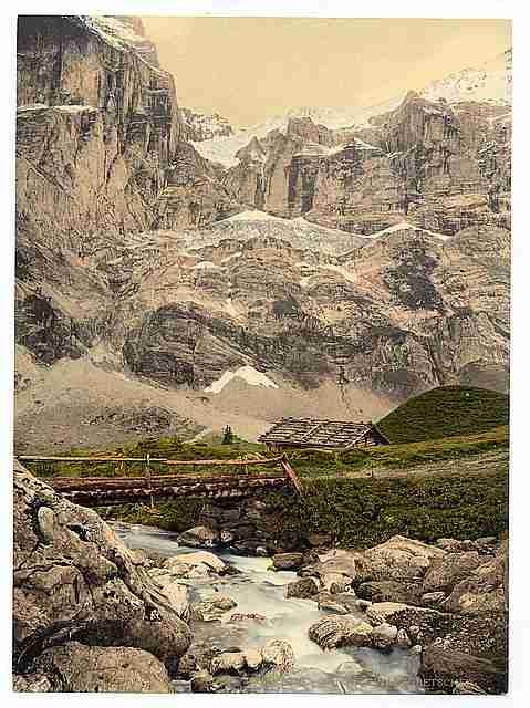 Vintage Great Scheidegg and glacier Bernese Oberland A4 Photo Print