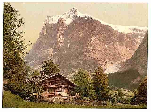 Vintage Grindelwald chalet I Bernese Oberland A4 Photo Print