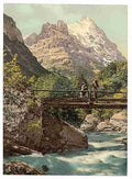 Vintage Grindelwald footbridge Bernese Oberland A4 Photo Print
