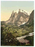 Vintage Grindelwald general view I Bernese Oberland A4 Photo Print