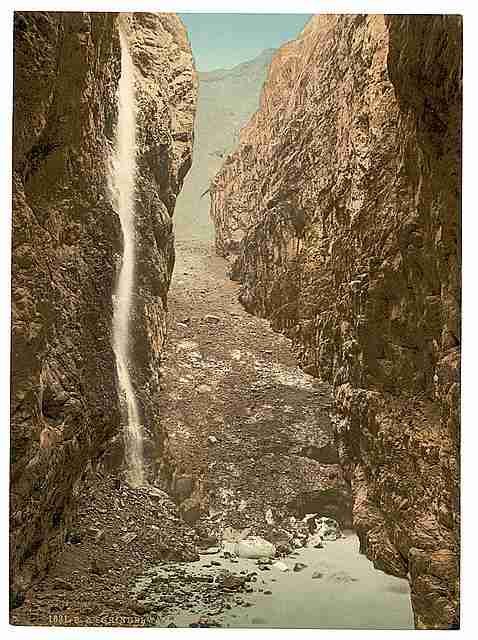 Vintage Grindelwald grotto with waterfall Bernese Oberland A4 Photo Print