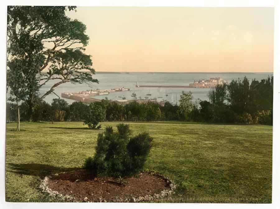 Vintage Guernsey The Harbour From Castle Cary Channel Islands England A4 Photo Print