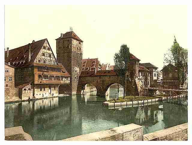 Vintage Hangman Bridge Nuremberg Bavaria A4 Photo Print