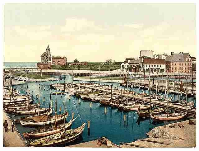 Vintage Harbor and pilot station Colberg Pommeraina A4 Photo Print