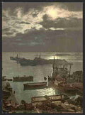 Vintage Harbor by moonlight II Algiers A4 Photo Print