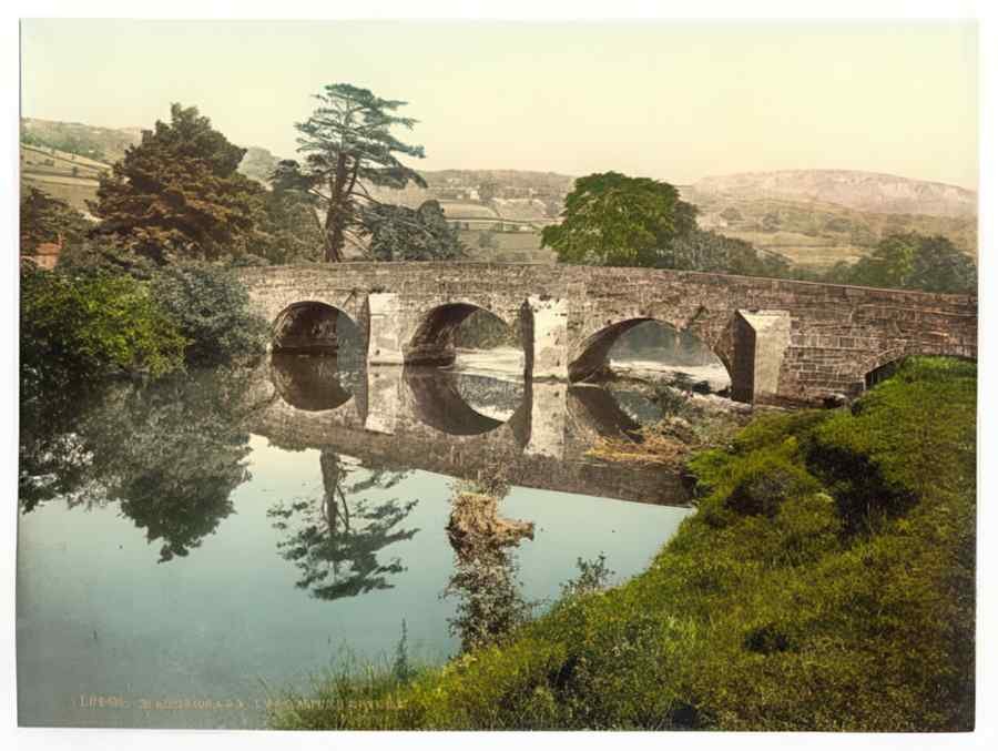 Vintage Hathersage Lead Mills Bridge Derbyshire England A4 Photo Print