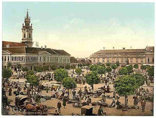 Vintage Hauptplatz & market Grosswardein Hungary A4 Photo Print