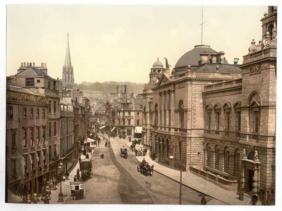Vintage High Street Bath England A4 Photo Print