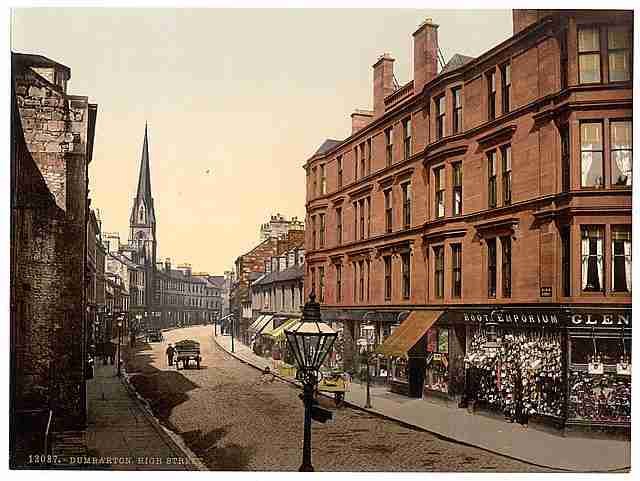 Vintage High Street Dumbarton A4 Photo Print