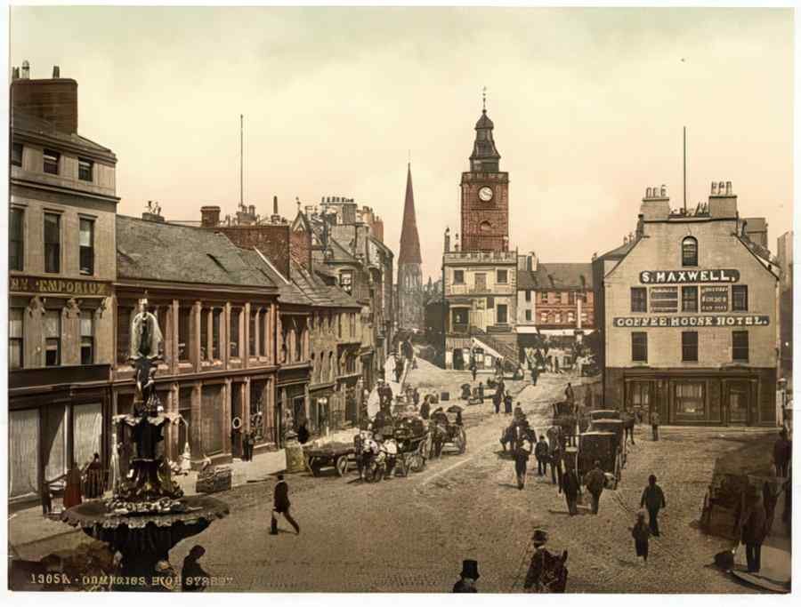 Vintage High Street Dumfries Scotland A4 Photo Print