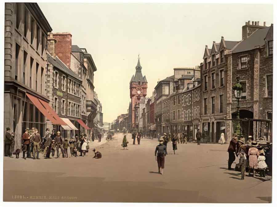 Vintage High Street Hawick Scotland A4 Photo Print