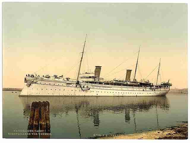 Vintage Hohenzollern leaving the harbor Venice A4 Photo Print