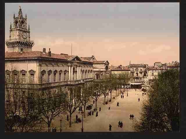Vintage Hotel de ville place Avignon Provence A4 Photo Print