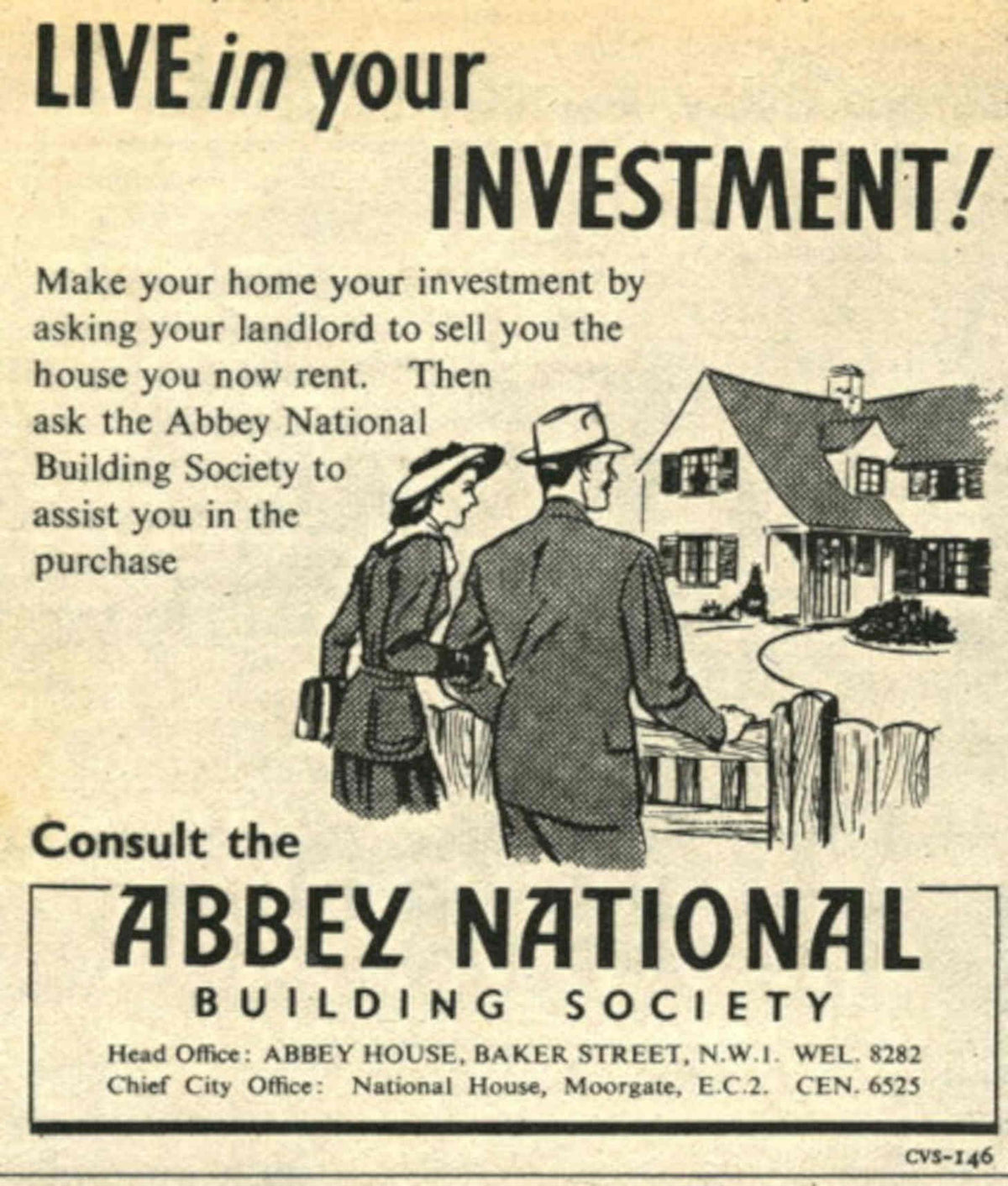 Vintage House Investment 1940s Vintage Retro Advert Poster