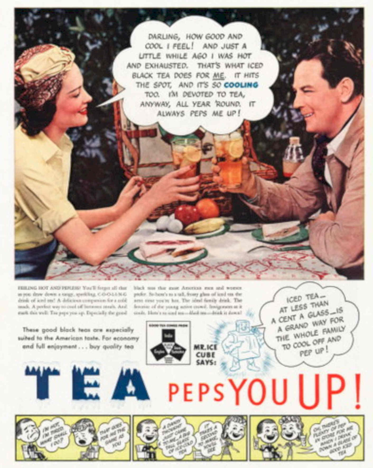 Vintage Iced Tea 1950s Vintage Retro Advert Poster