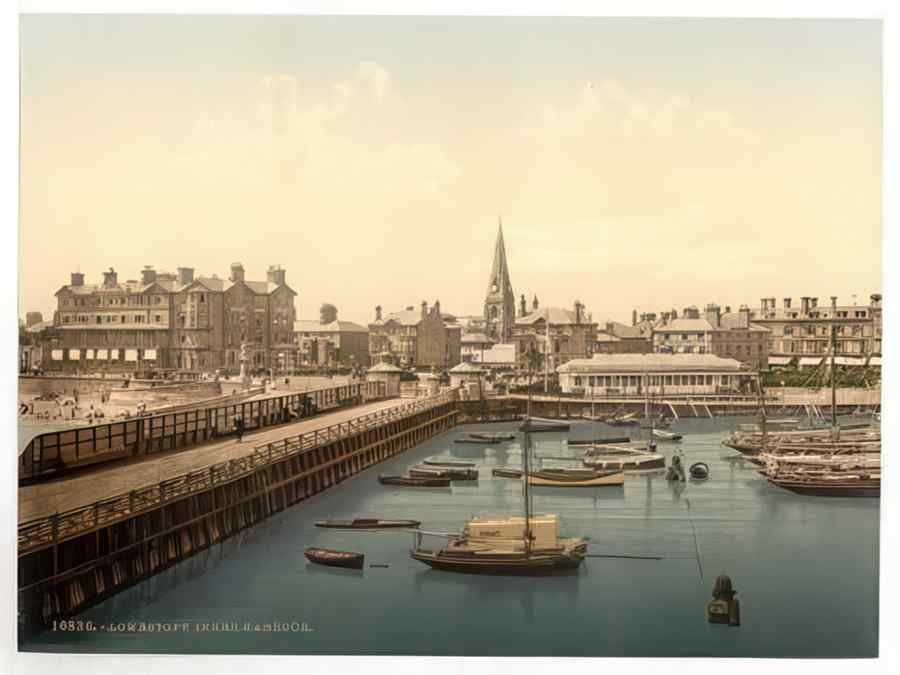 Vintage Inner Harbour Lowestoft England A4 Photo Print
