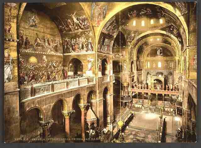 Vintage Interior of St Marks Venice A4 Photo Print