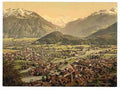 Vintage Interlaken and Unterseen Bernese Oberland A4 Photo Print
